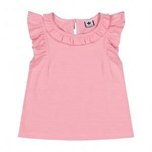 NEW BUSY BEES girl's colette flutter sleeve top in pink mini stripe
